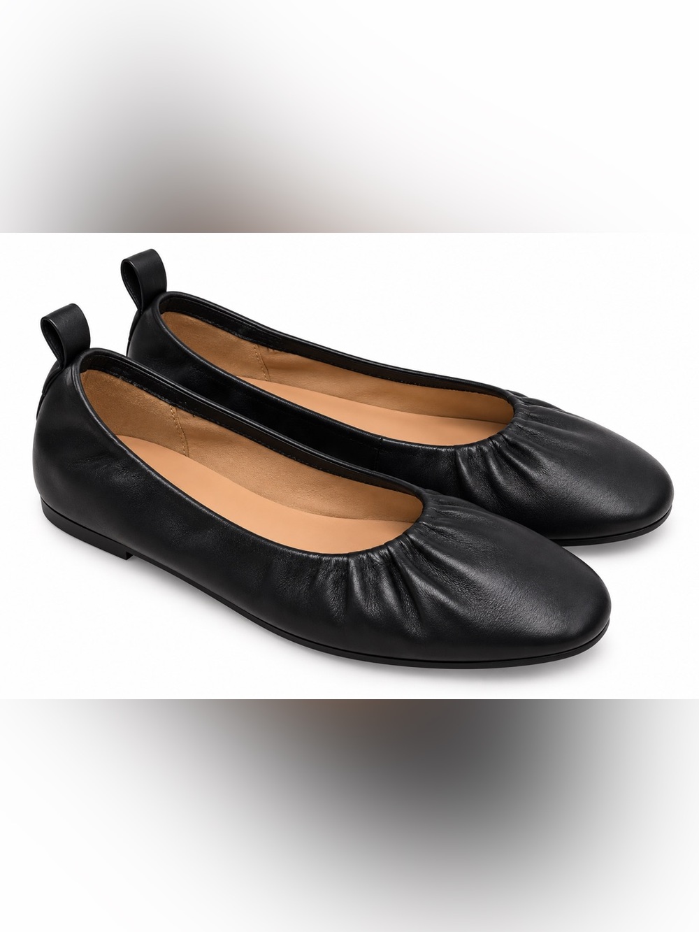 Black Nappa Leather Women's Ballet Flats